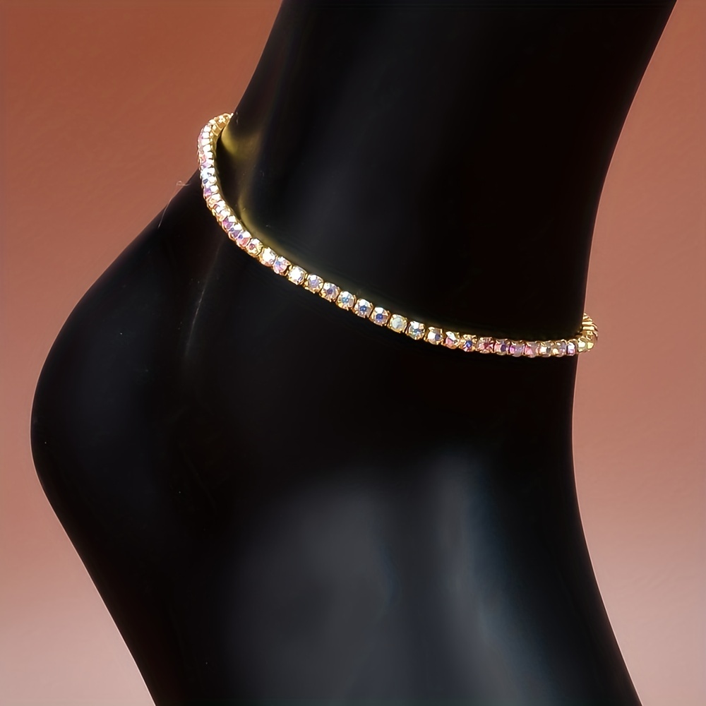 Rhinestone Claw Chain Silver Plated Anklet