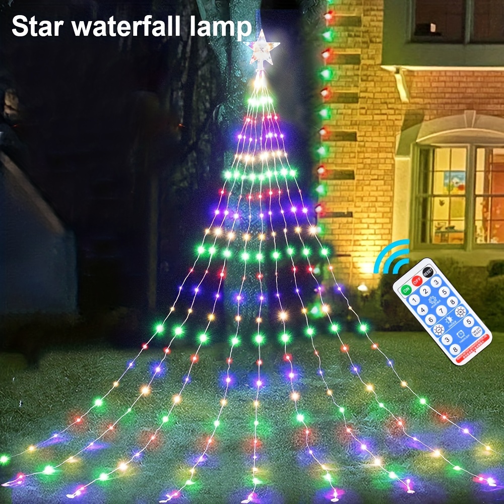 LED Solar Star Waterfall Light String Lights Remote Control