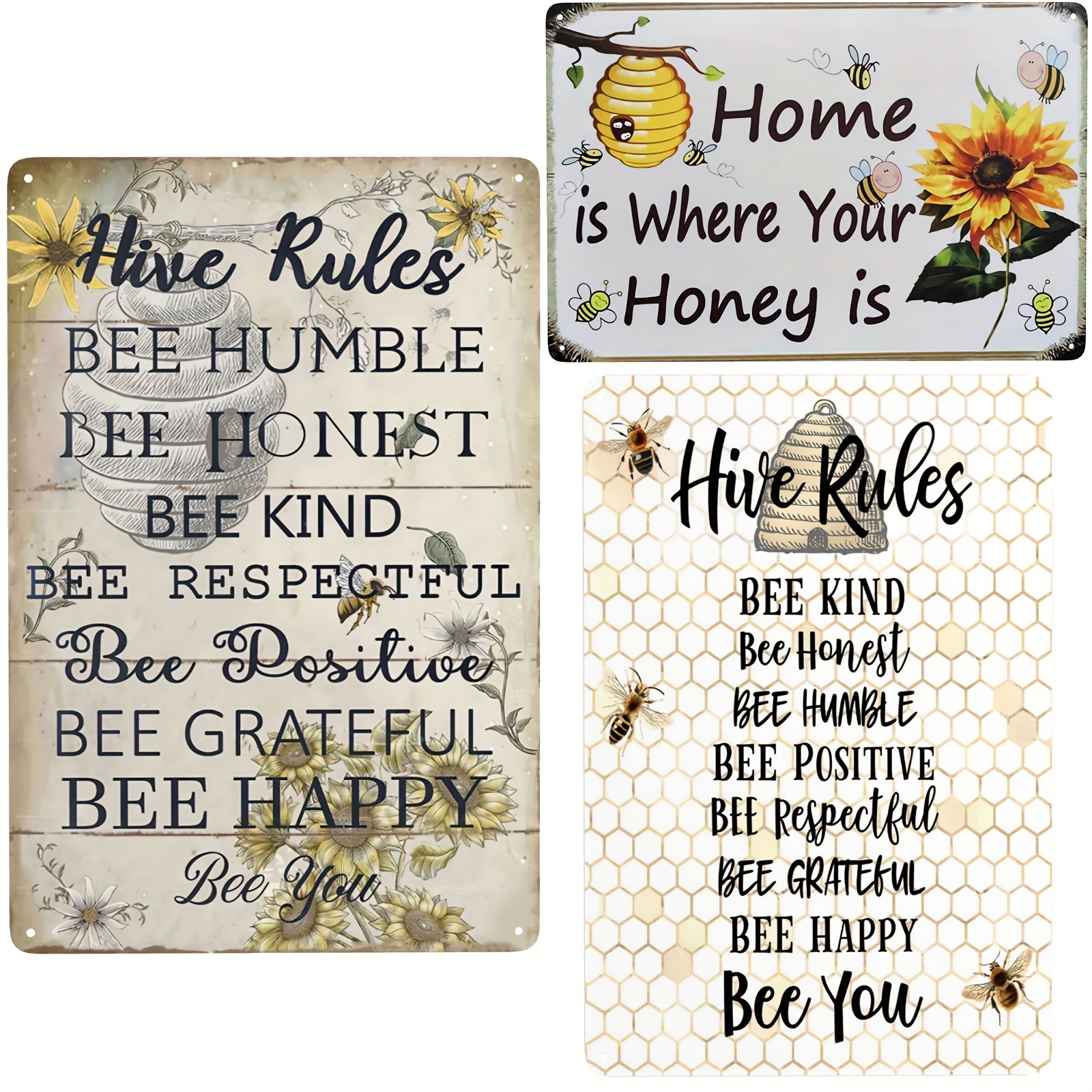 1pc Bee Garden Decor Bee Hive Rules Sign For Home Honey Bee Decorations  Hive Rules Signs Bumble Metal Tin Signs Bees Kitchen Wall Decor Outdoor  Beehive Decoration Bee Hive Classroom Decor 12x8