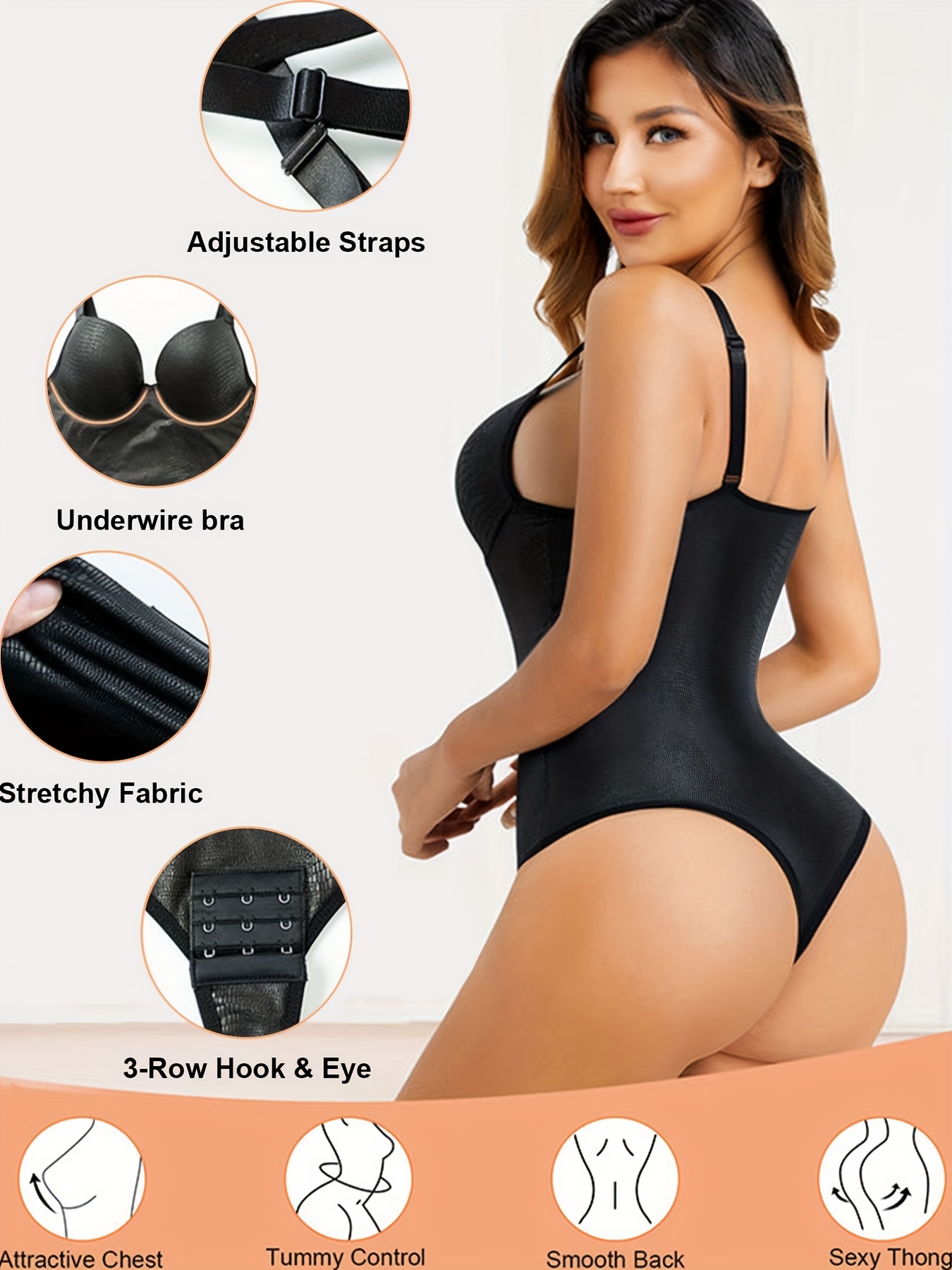 Solid Shaping Bodysuit, Waist Trainer Tummy Control Bodycon Body Shaper,  Women's Underwear & Shapewear