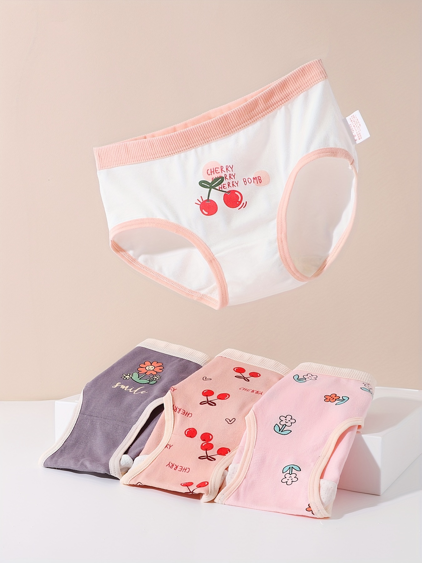 Girls Cartoon Pattern Cotton Briefs Soft Comfortable Panties - Temu