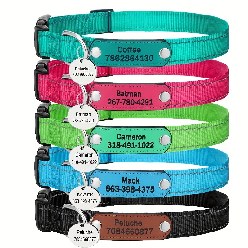 

Personalized Engraved Dog Collars With Double Name And Phone - Keep Your Pet Safe And Stylish