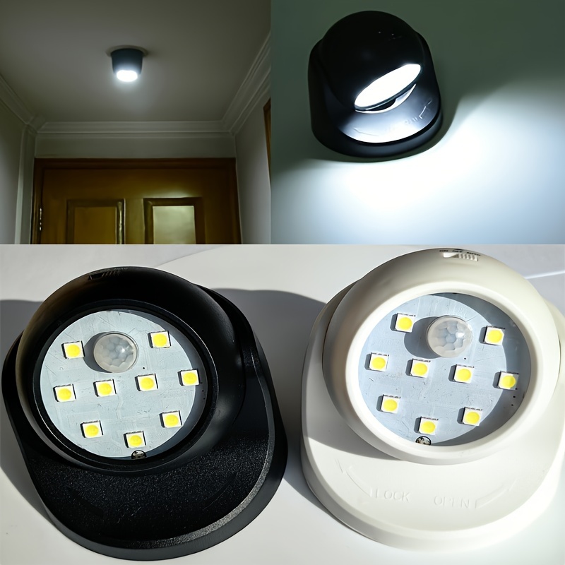 1pc Sensor Night Wall Light, Luces de sensor de movimiento alimentadas por  batería inalámbricas con 9 LED, foco de movimiento interior y exterior, luz
