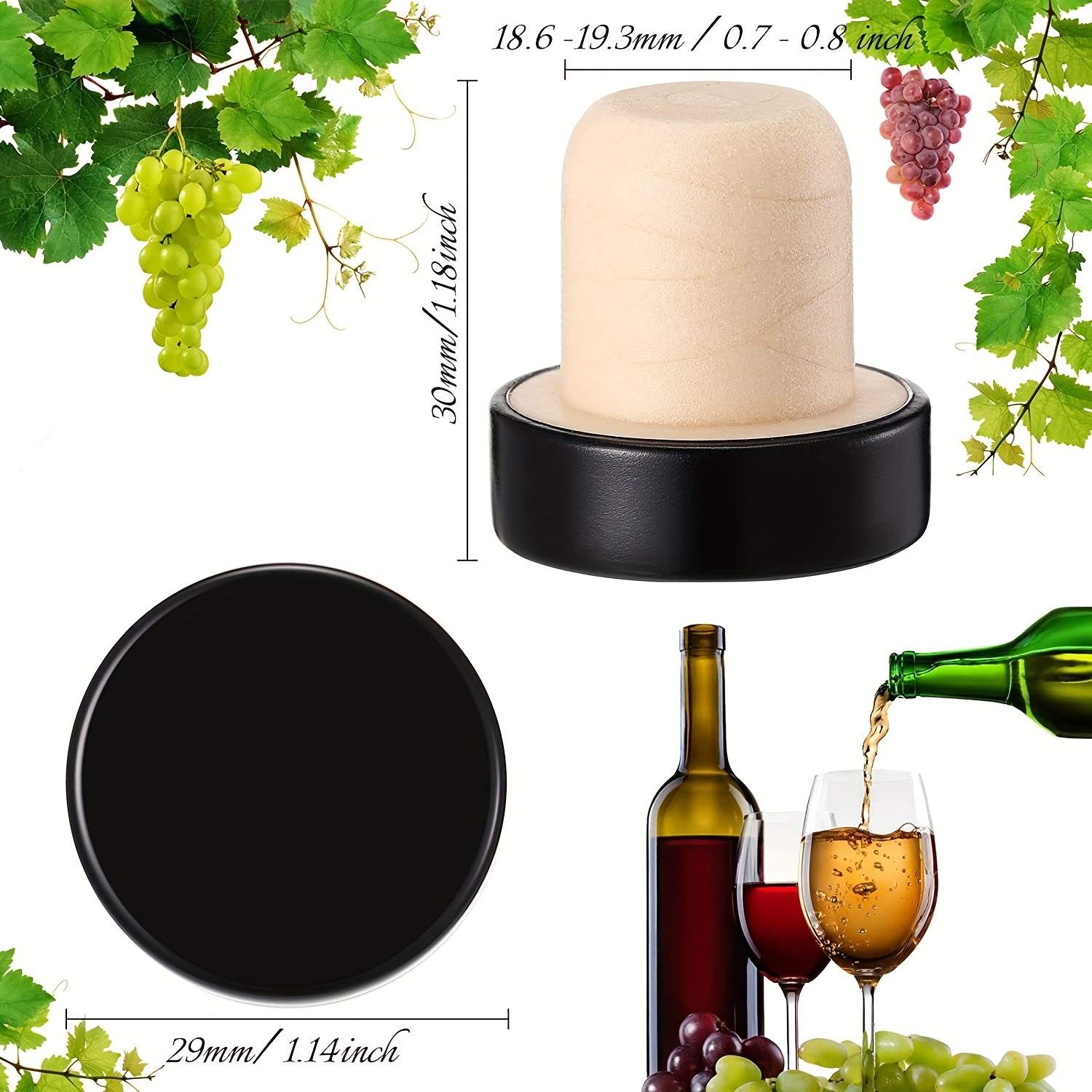 T-Shaped Stopper Cork Wine Stopper Bottle Stoppers,Wine Bottle Stopper  Sealing Plug Bottle Cap for Wine Beer Bottles