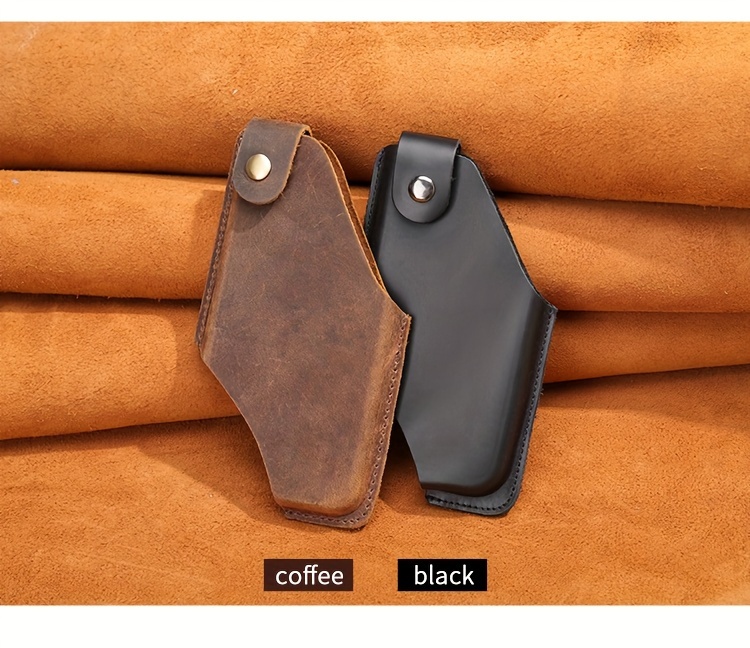 1pc mens genuine leather retro mobile phone waist bag ultra thin top layer cowhide waist bag for outdoor details 1