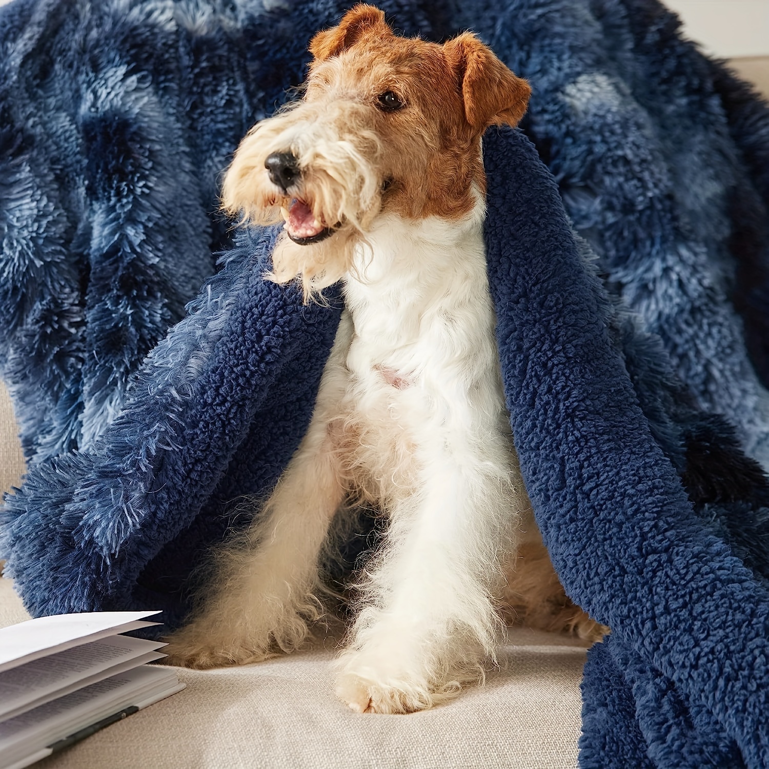 Faux-Sherpa Pet Blanket with Plush Toy