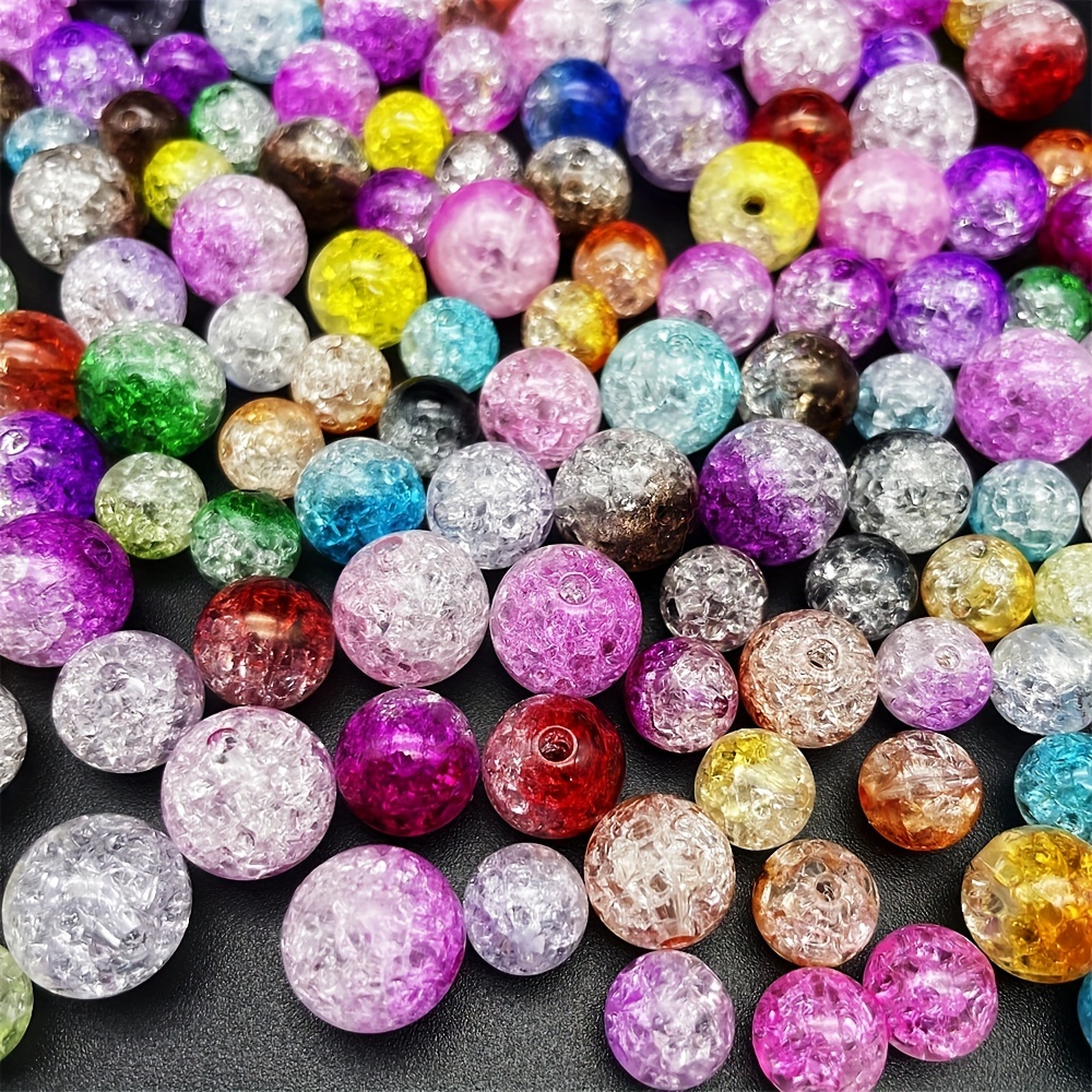 8mm Crackle Glass Beads Purple/clear 60pcs