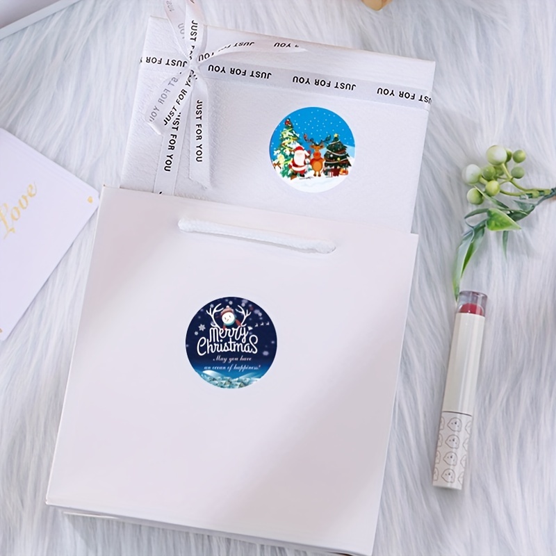 240 PCS Thank Shopping This Season Gift Box Stickers,Cute Small Business  Envelopes Stickers for Business Packages/Handmade Goods/Bags,Christmas  Theme