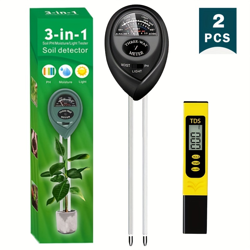 4 in1 Soil PH Moisture Meter Light Earth Plant Thermometer Temperature  Sunlight Tester Gardening Farming Tool