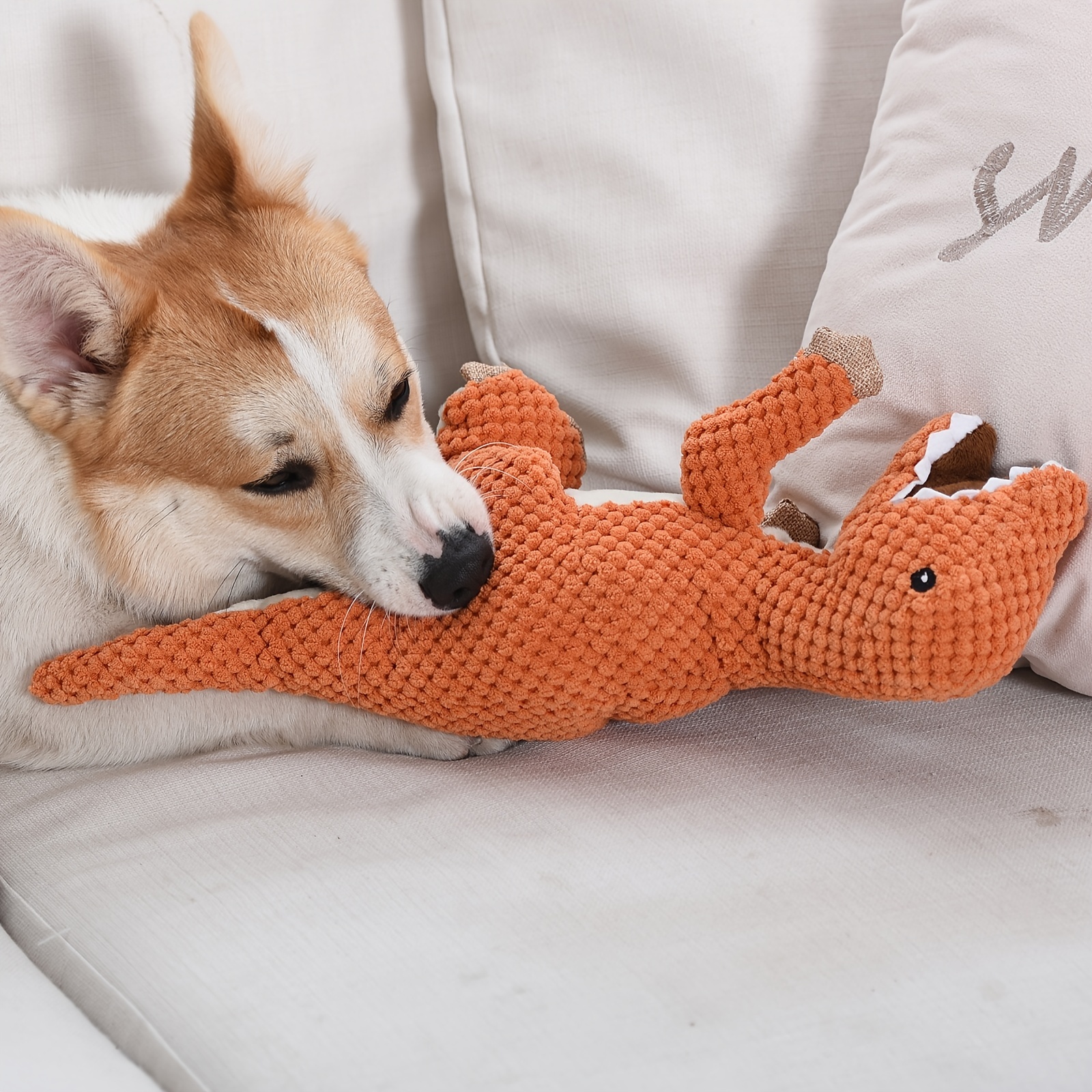 Pet Dog Squeaky Plush Dinosaur Toys Interactive Dog Chew Toys