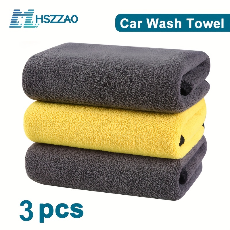 3Pcs Car Wash Towels Microfiber Washing Rag Super Absorbent Auto
