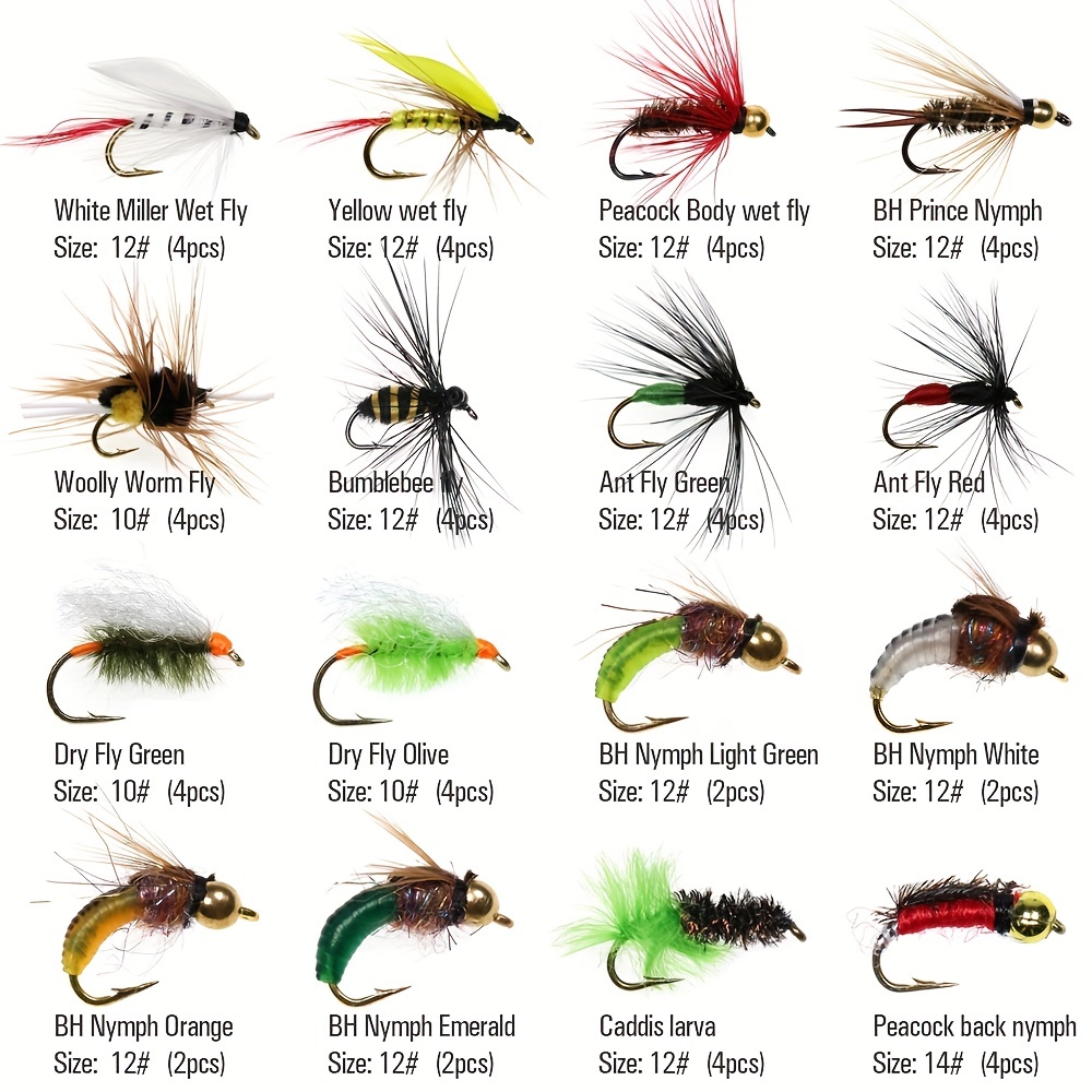 88pcs Premium Trout Fishing Flies - Dry, Wet, Scud, Nymph, Midge Larvae -  Complete Set with Fly Box and Accessories