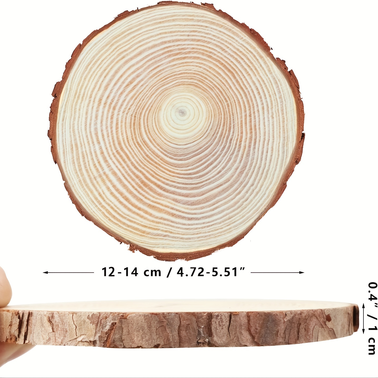 Fuyit Wood Slices 8 Pcs 5.1-5.5 inches Unfinished Natural Tree Slice Wooden  Circle with Bark Log Discs for DIY Arts and Craft Christmas Ornaments