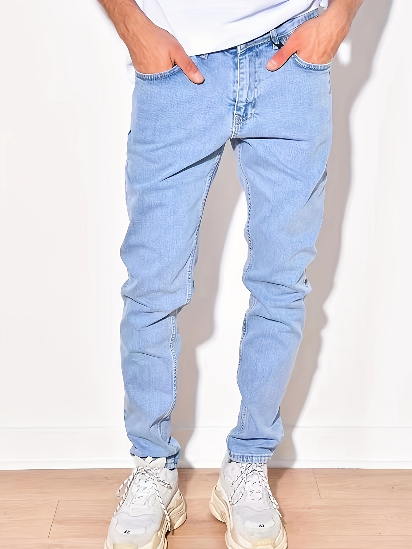 Men's White Straight Jeans - Temu Canada
