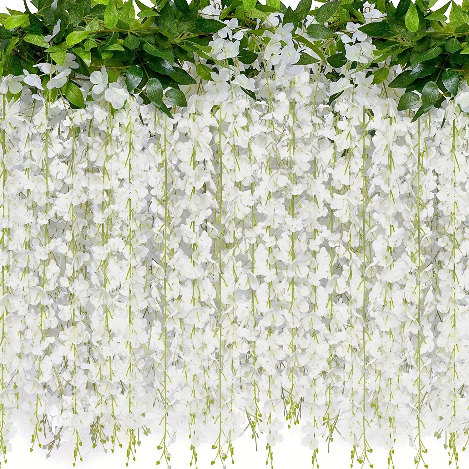 

6 Feet 12 Branches White Wisteria Hanging Flowers Artificial Wisteria Vine Silk Wisteria Flowers Garland For Wedding Arch Party Garden Home Decor