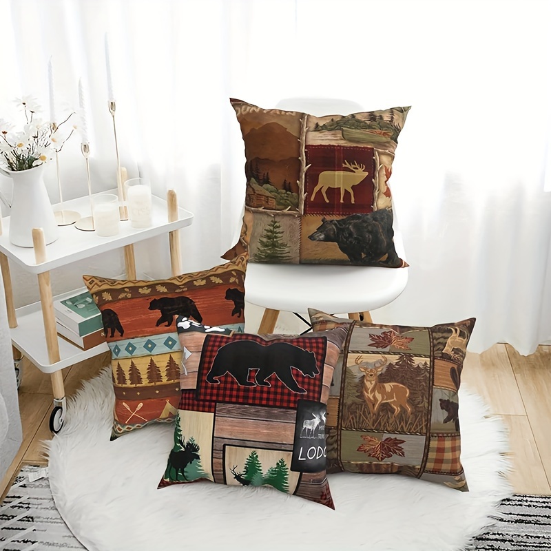 Square Throw Pillow Covers Country Style Farmhouse Lodge Temu Canada