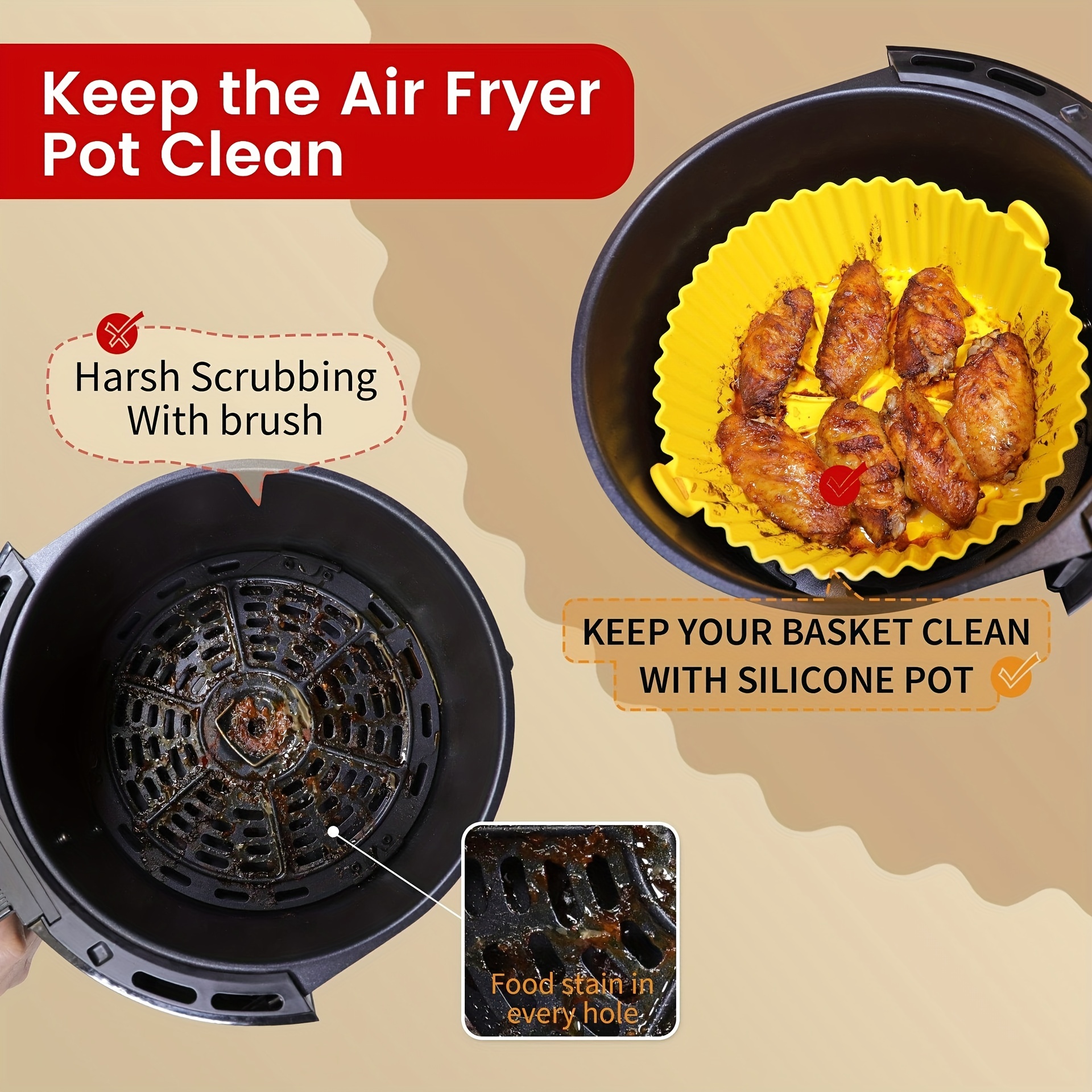 Air Frying Pan Silica Gel Baking Pan High Temperature Resistant