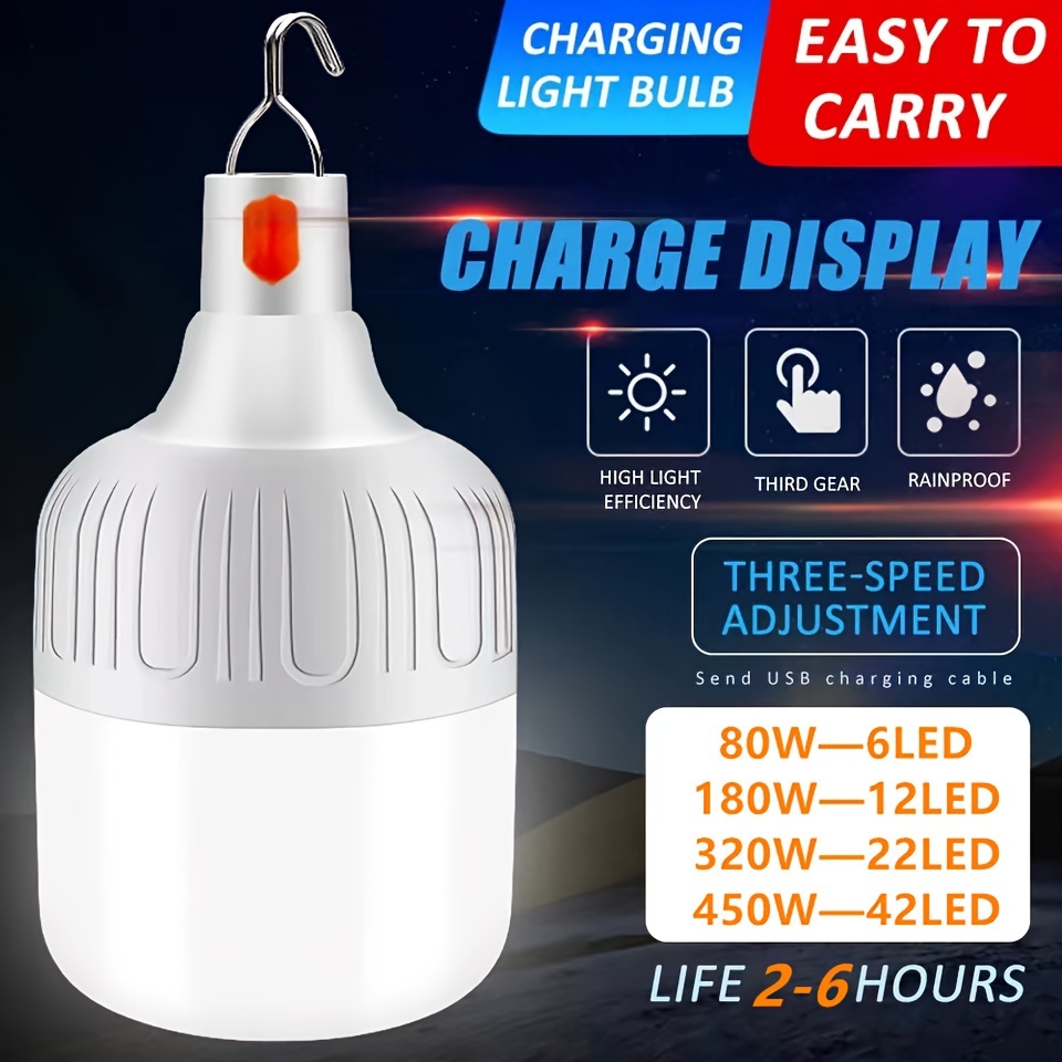 

80w/180w/320w/450w Portable Usb Rechargeable Led Emergency Light, For Camping, Picnic, Night Fishing, Courtyard Barbecue Party, With Long Battery Life And High Brightness