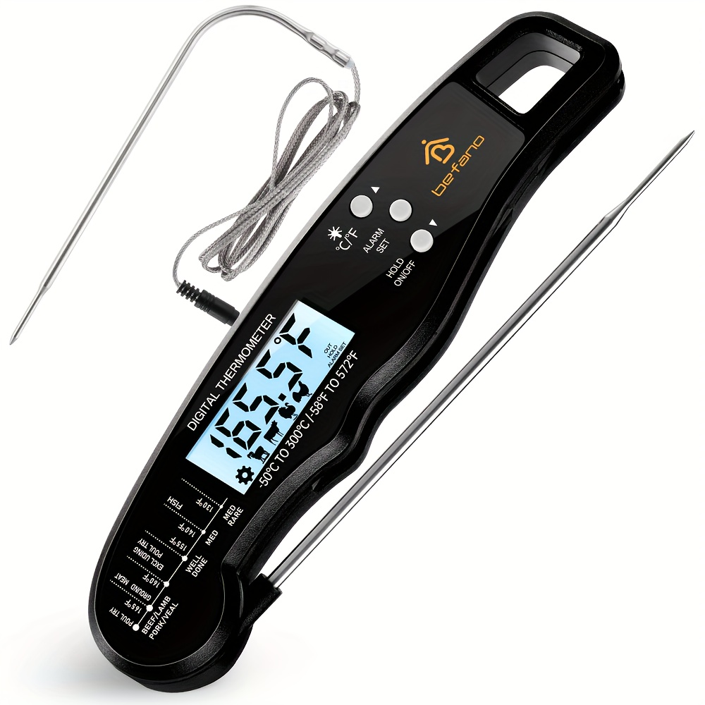 Meat Thermometer Digital Food Thermometer with Electronic Ready Alarm,  Instant Read Thermometer Fork for BBQ Cooking Grilling Kitchen Gadgets  Steak