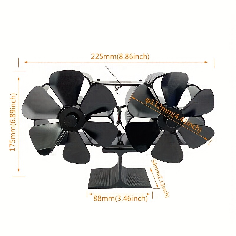 Wood Stove Fan, Fireplace Fan with Magnetic Thermometer & Gloves, 12 B –