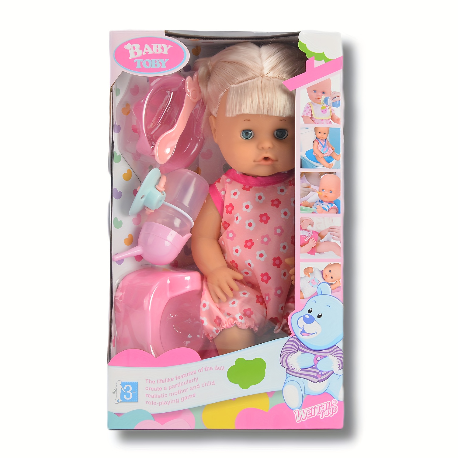 Paquete de 14 accesorios para muñecas de bebé, juego de alimentación y  cuidado de muñecas que incluye bolsa de pañales, pañales para muñecas,  botella
