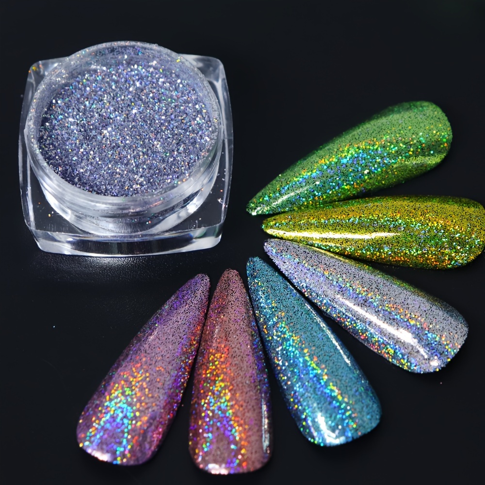 Reflective Glitter Powder Crystal Diamond Nail Powder, 2PCS Sliver  Sparkling Triangle Glitter Holographic Nail Glitter Chrome Dust Gilt Shiny  Nail Powder 1# Silver
