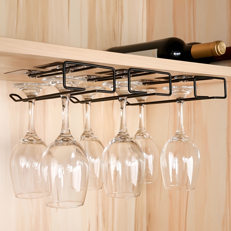 Wall Mounted Upside Down Wine Rack Bottle Goblet Glass Holder Storage  Organizer