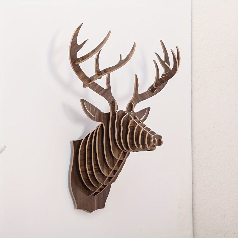 Cuernos de cabeza de ciervo de madera, corte de madera, arte de pared,  decoración del hogar, colgar en la pared, sin terminar y disponible con  muchos