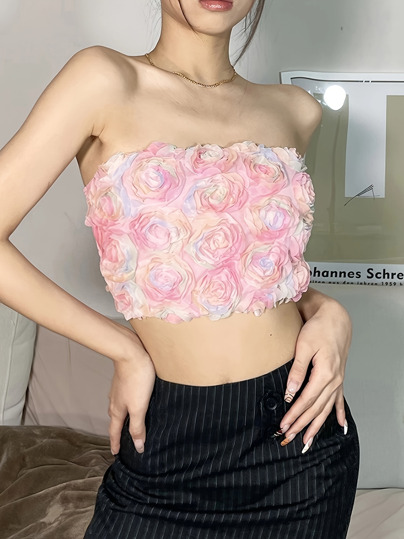 Floral Print Sexy Tube Top Strapless Casual Every Day Top - Temu