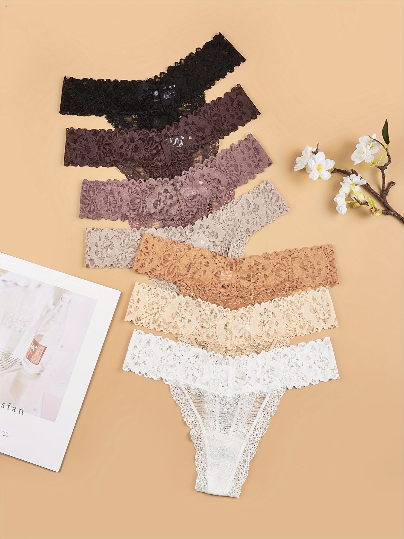 Floral Print Bikini Panties Comfy Cute Low Waist Lace Trim - Temu Australia