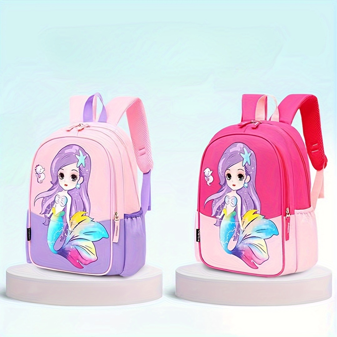 

1pc Cartoon Backpack For , Casual Nylon Lightweight Breathable With Adjustable Straps, Zipper Closure, Polyester , Hand Washable - Ideal For