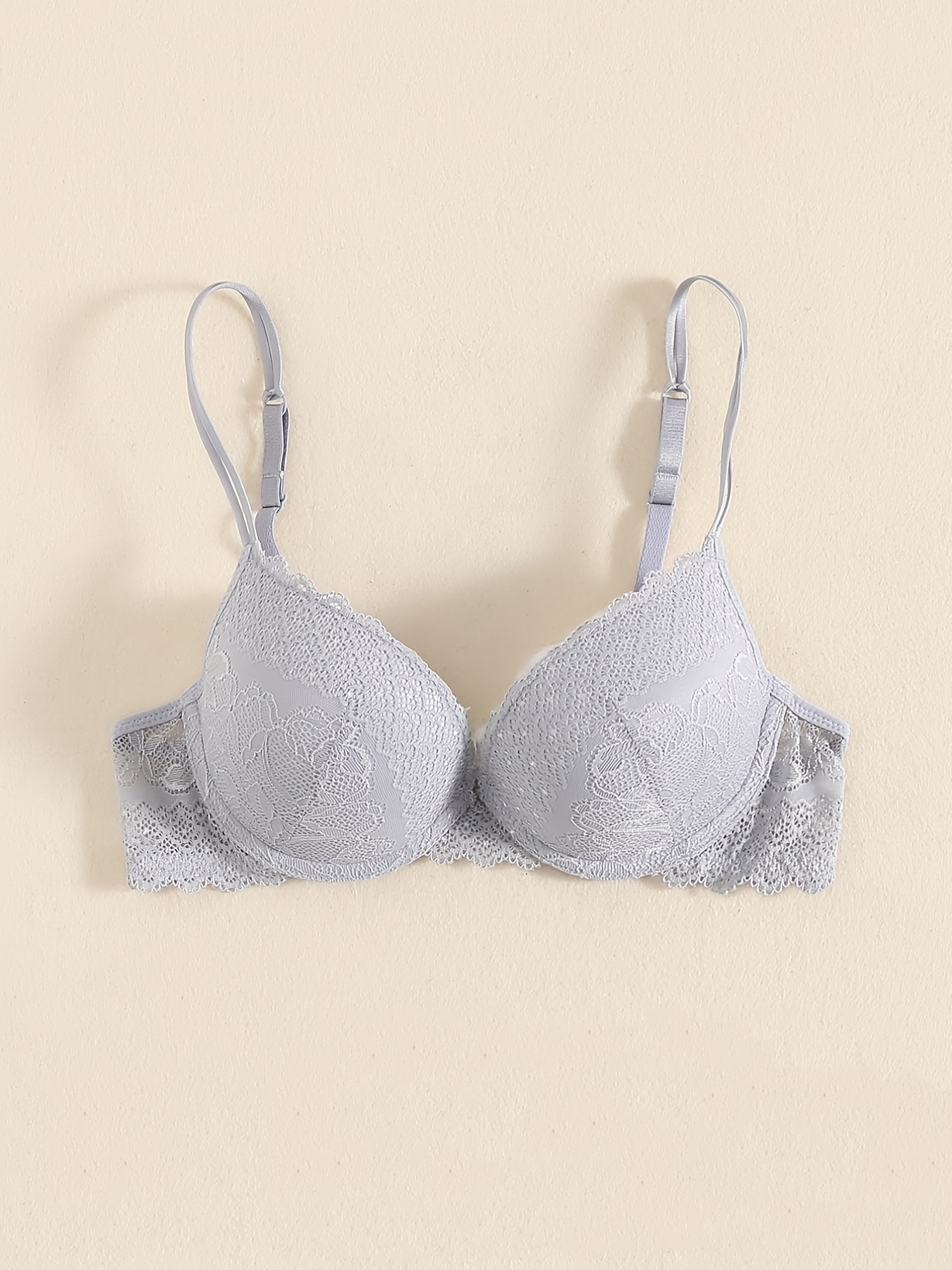 Lace Mesh Hollow Push Bra Comfort Breathable Double Strap - Temu