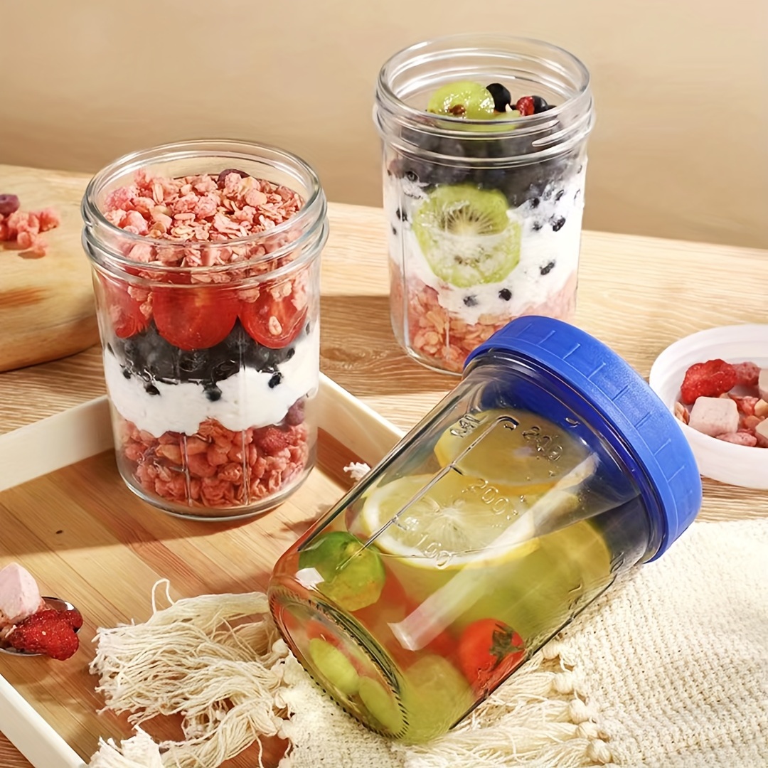 Overnight Oats Containers With Lids And Spoons Glass Mason - Temu