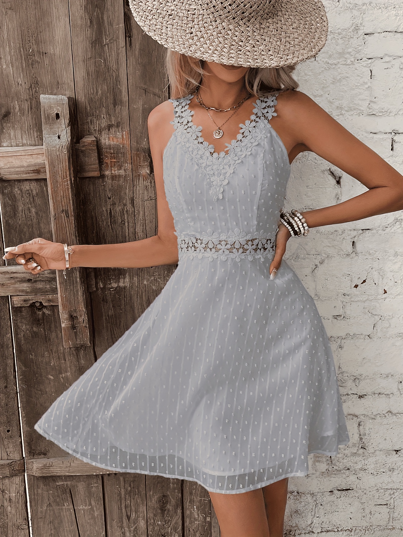 Silver Lace Cocktail Dress