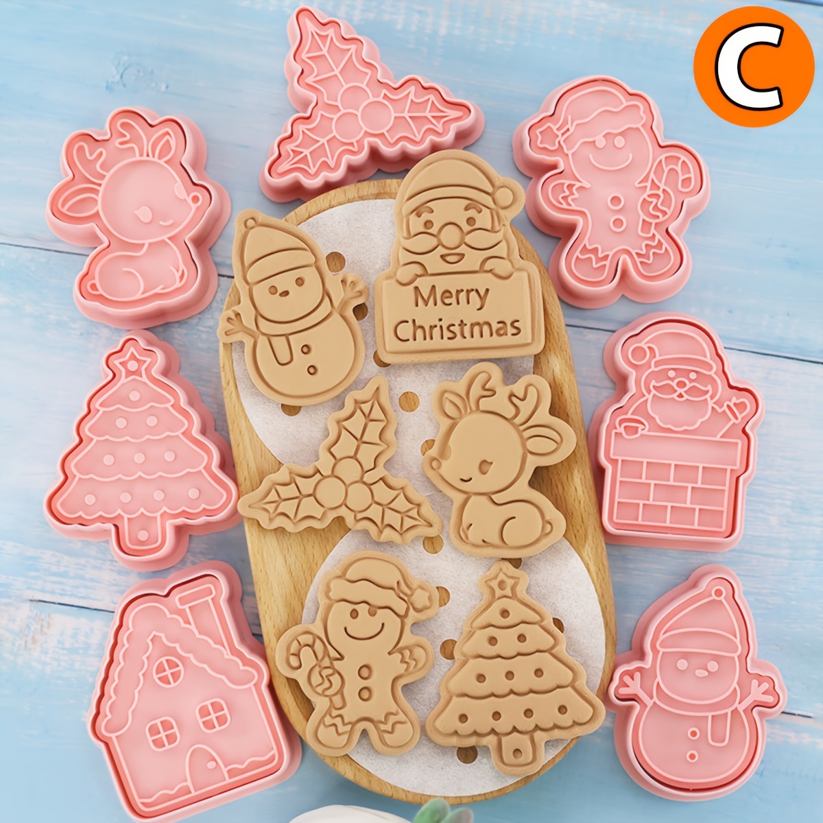 Christmas Cookie Cutters Cookie Embossers Set 3d Diy Cartoon - Temu