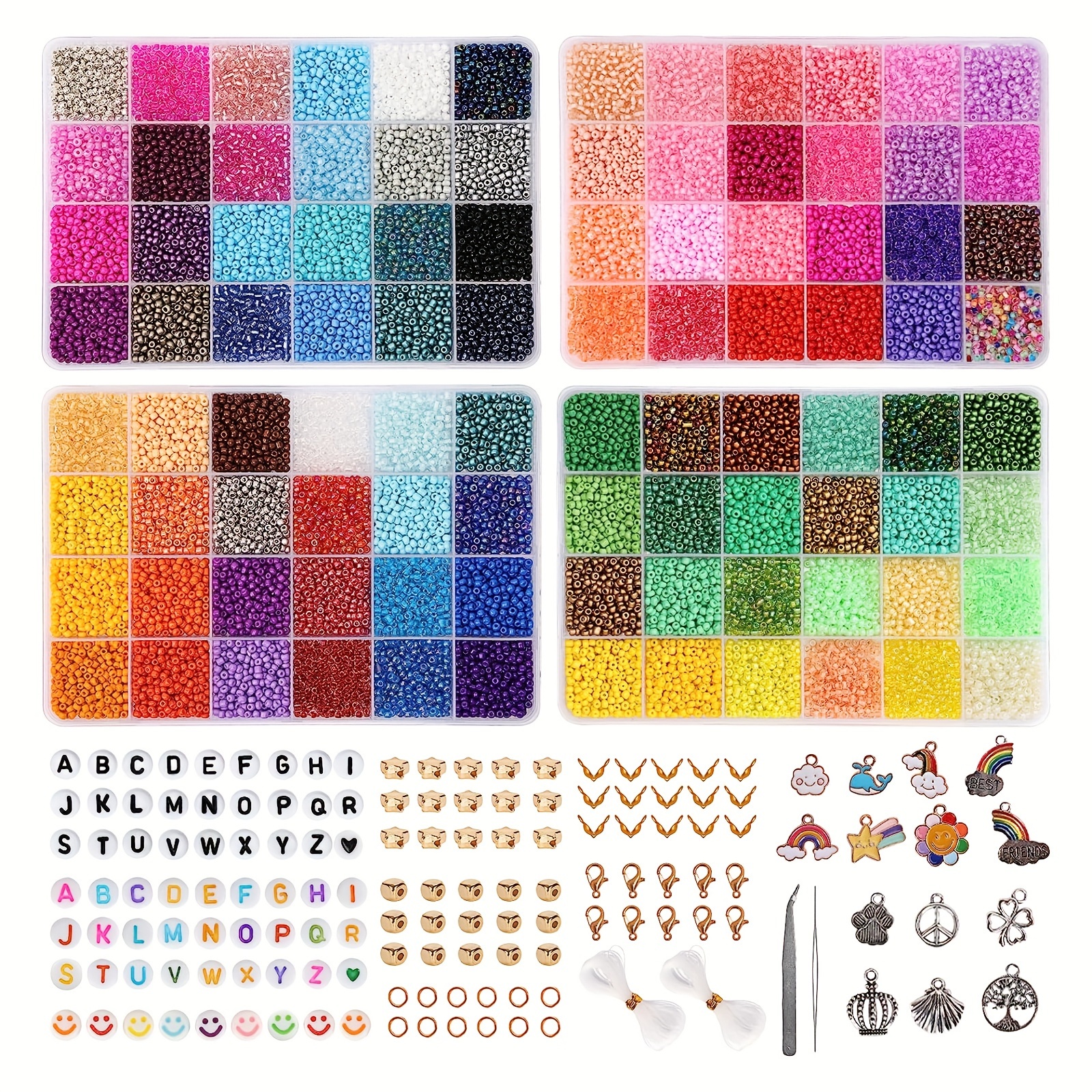 Cuentas de Cristal, 2 mm 24000 Mini Cuentas de Colores para DIY