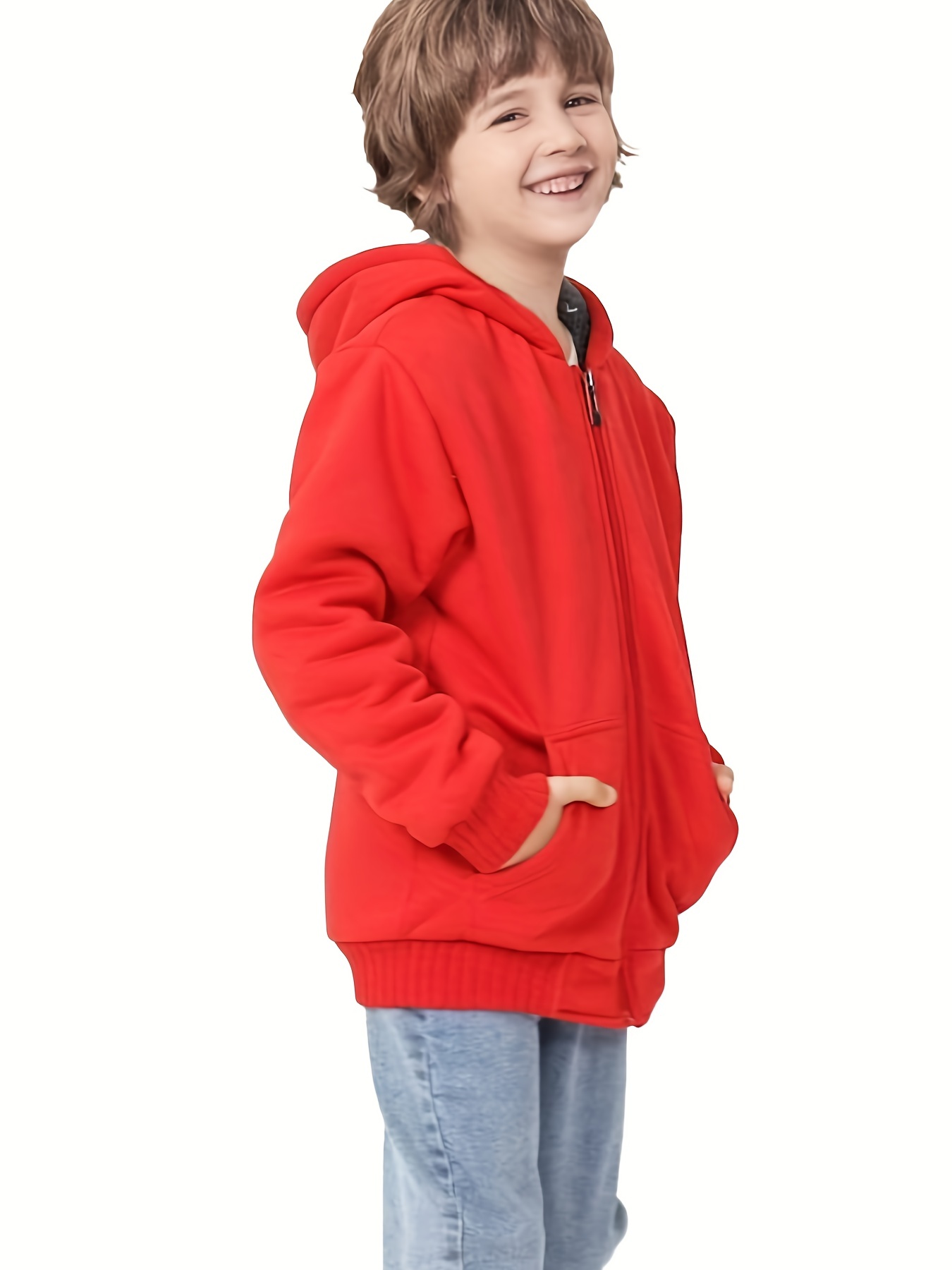 Kid Nation Sudadera con capucha de forro polar cepillado suave con  cremallera para niños o niñas de 4 a 12 años