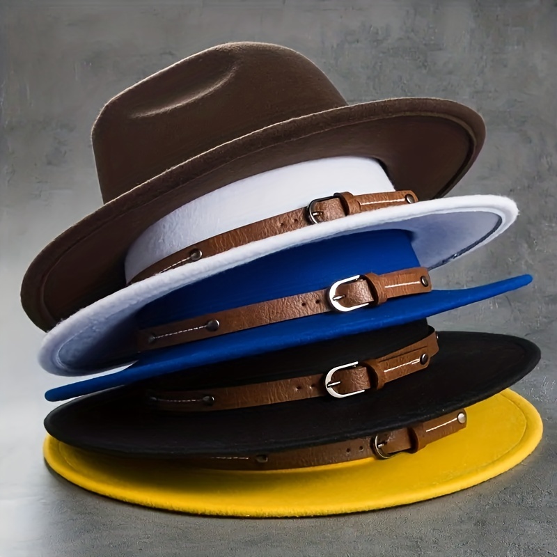 Sombrero Paja Unisex Jazz Clásico Sombreros Vaquero Bloque - Temu