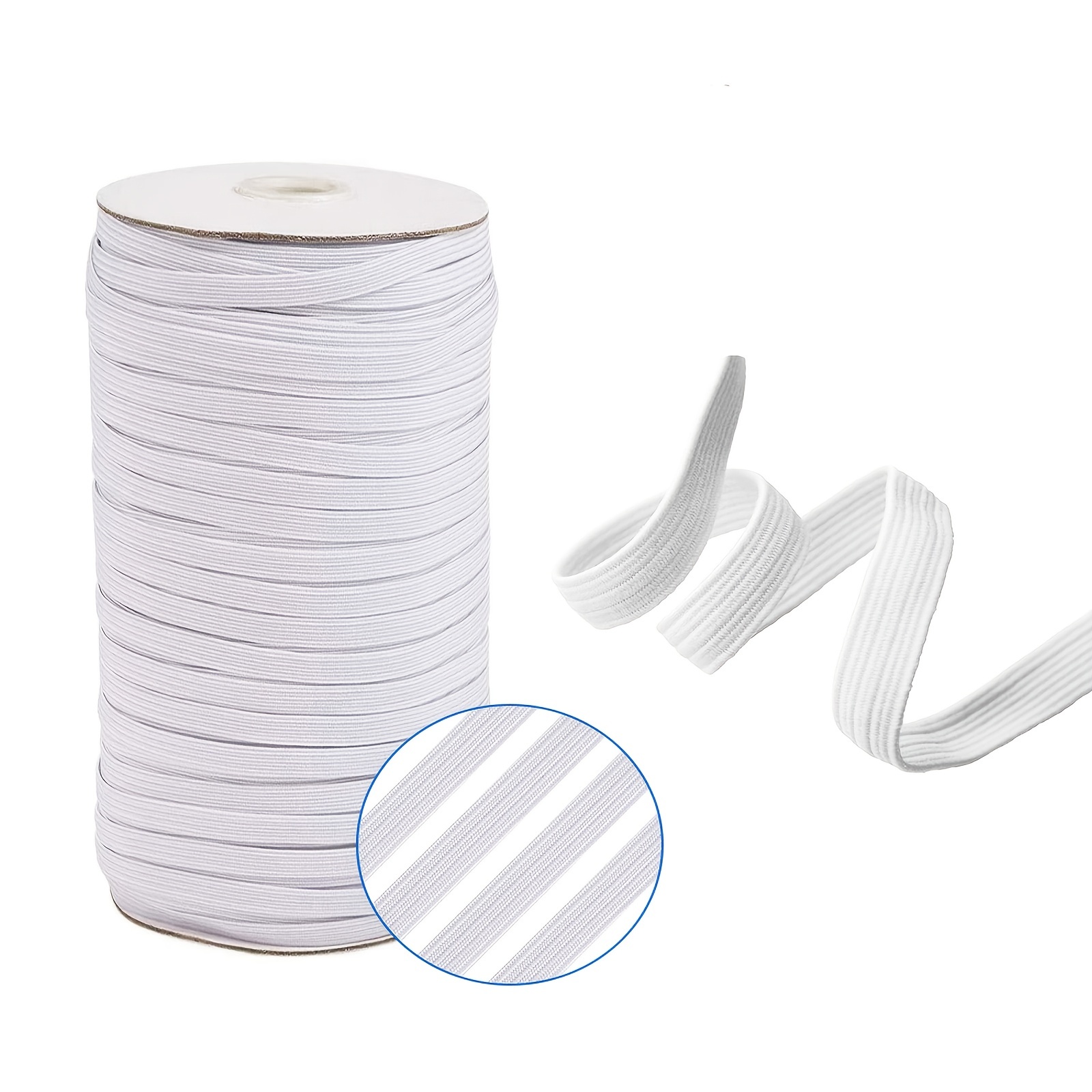 One Roll Of 96 Yards White Elastic Bands 1/4 Inch Width, Braided Elastic  Band, White Heavy Strech Knit Elastic Rope For Sewing, Mask, Bed Spead