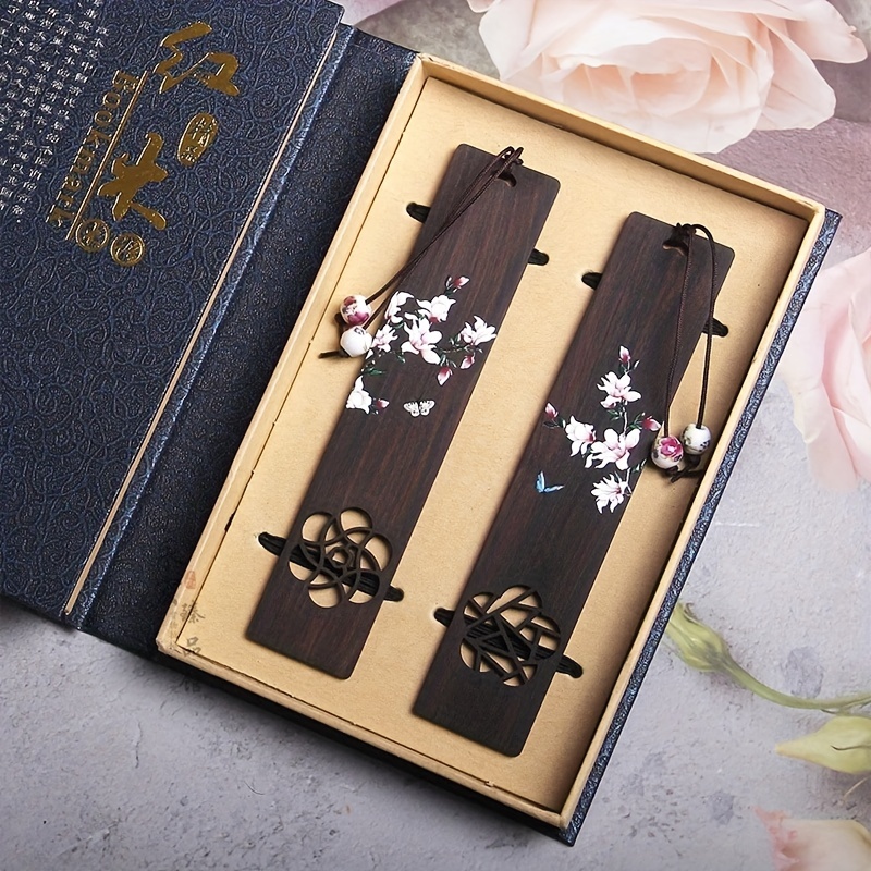 Wood Bookmark Handmade Natural Wooden Carving Bookmarks Box - Temu