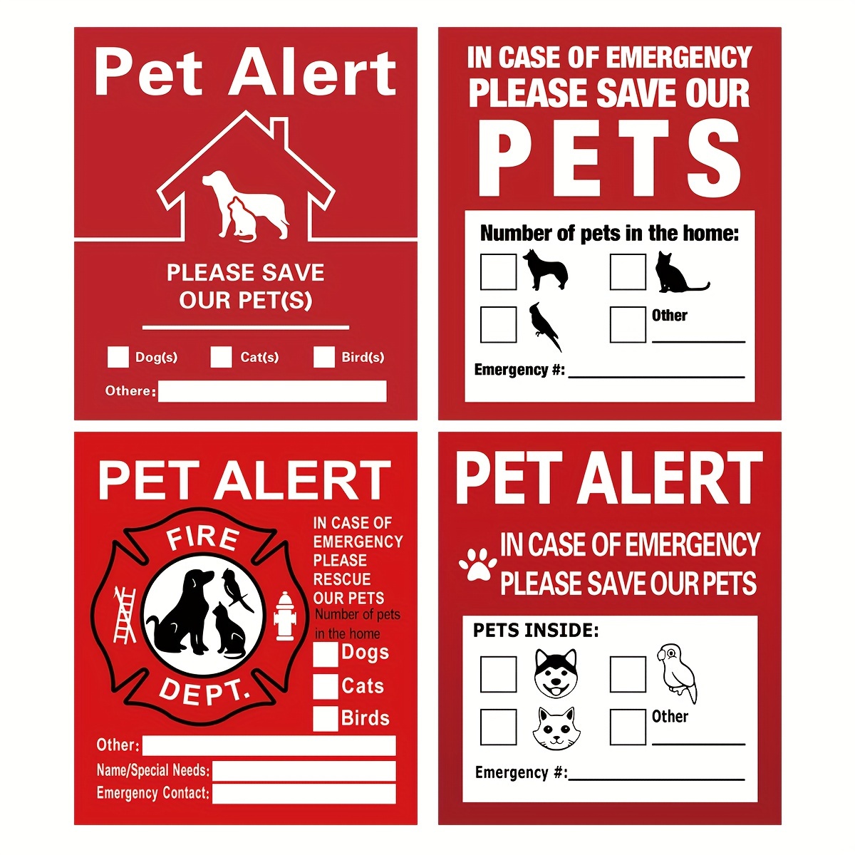 5pcs Pegatinas Seguridad Alarma Mascotas Rescate Incendios: - Temu