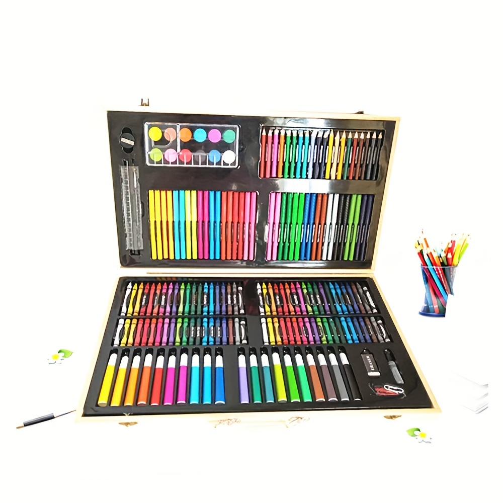 Painting Drawing Kit With Oil Pastels Crayons Colored Pencils Acrylic Paint  Mega Supplies In Wooden Case For Gifting Birthday - Temu Philippines