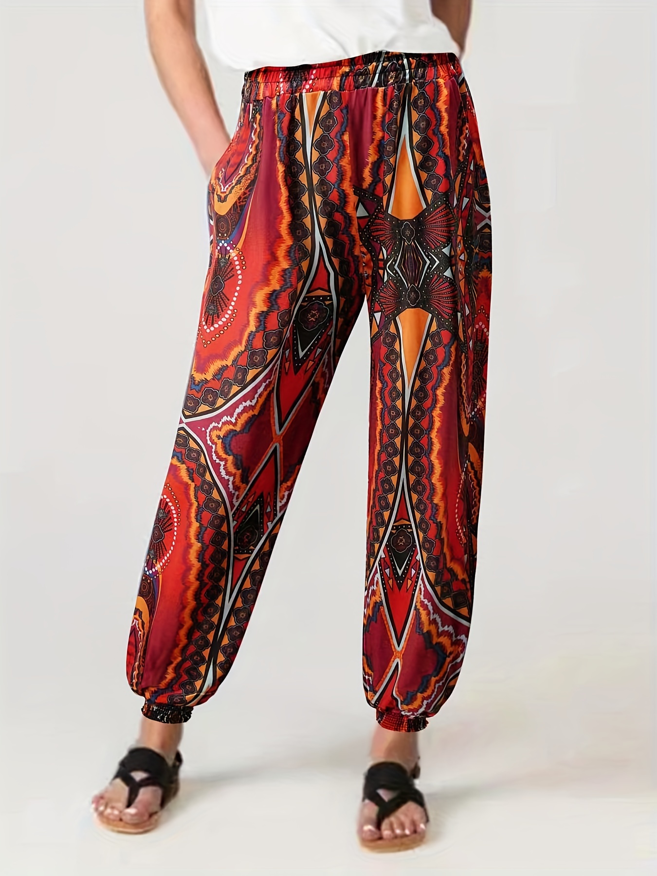 Boho Ethnic Print Harem Pants Casual Pants Spring Summer - Temu United  Kingdom