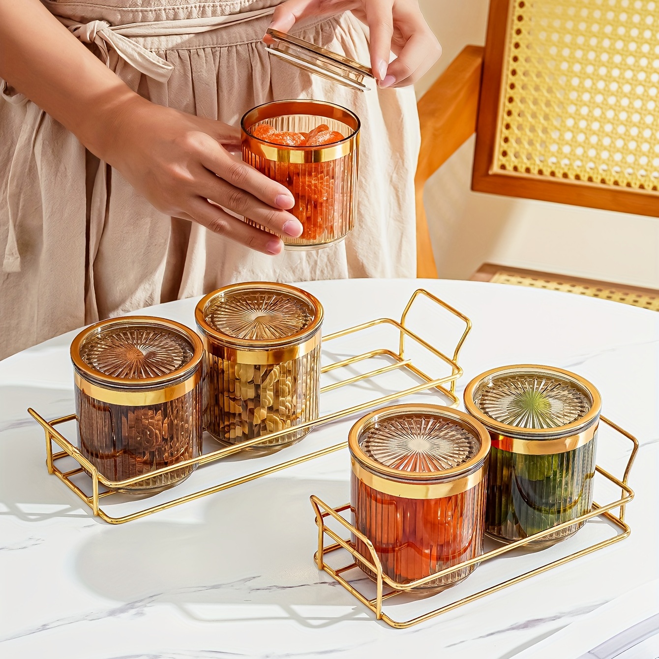 Nut Jar Dried Fruit Jar With Lid Nut Jar Snack Jar With Tray - Temu