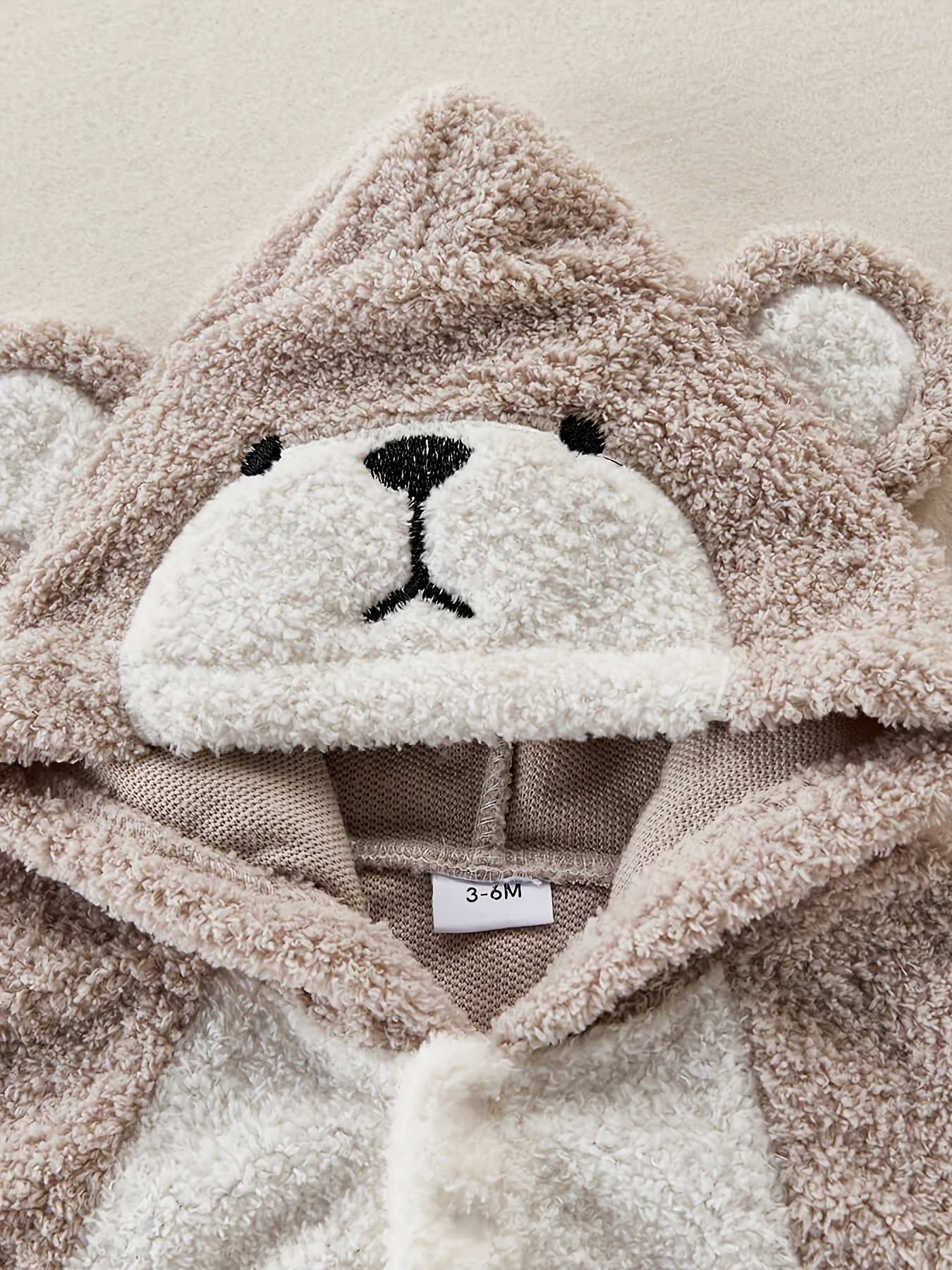 Newborn Baby Warm & Cute Bear Shape Hooded Jumpsuit Zip Up Onesie Romper  Fall Winter Outwear