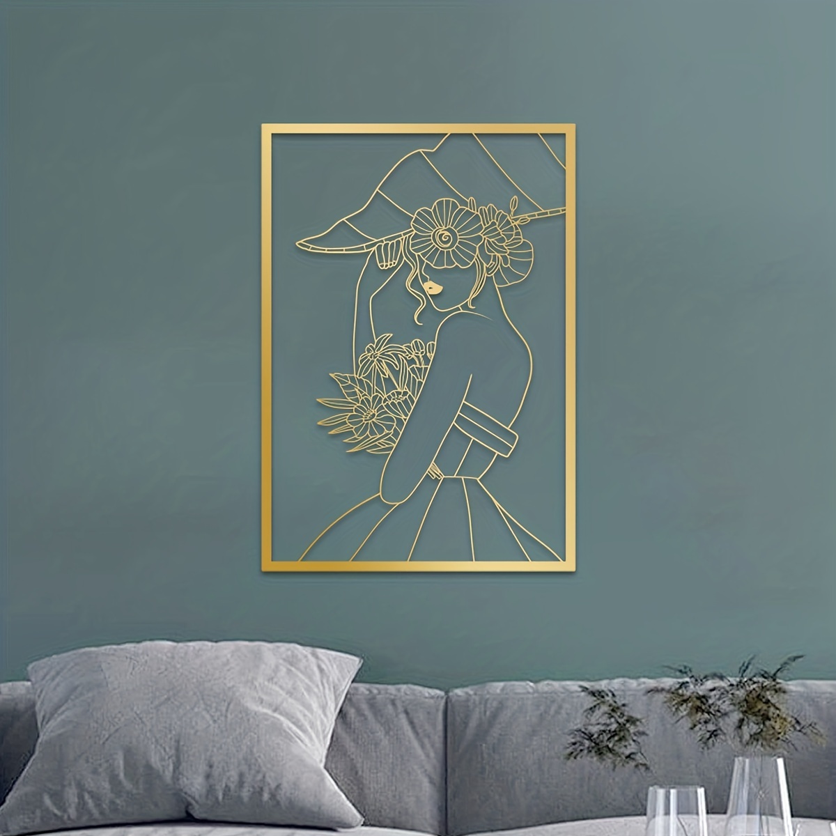 1 Pce Vintage Lady Metal Wall Art - Modern Women Drawing For Home