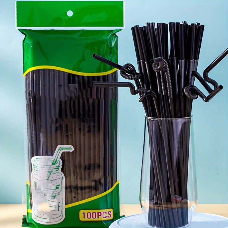 100PCS Flexible Plastic Straws, Colorful Disposable Bendy Party