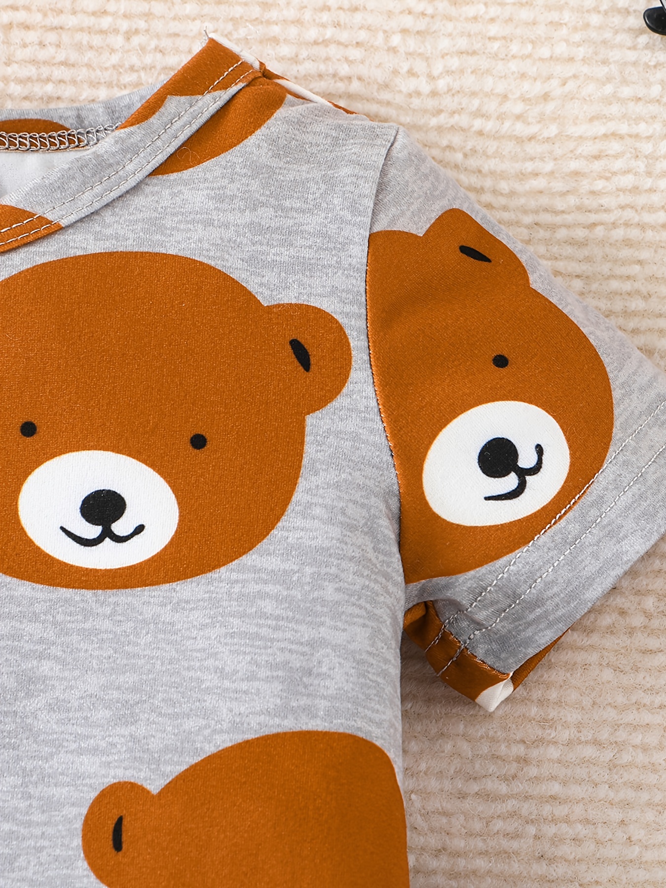 Baby Boys Cute Bear Graphic Print T-shirt & Shorts Set Clothes - Temu