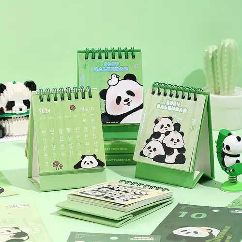 2024 Cartoon Mini Panda Calendar Student Desktop Decoration - Temu