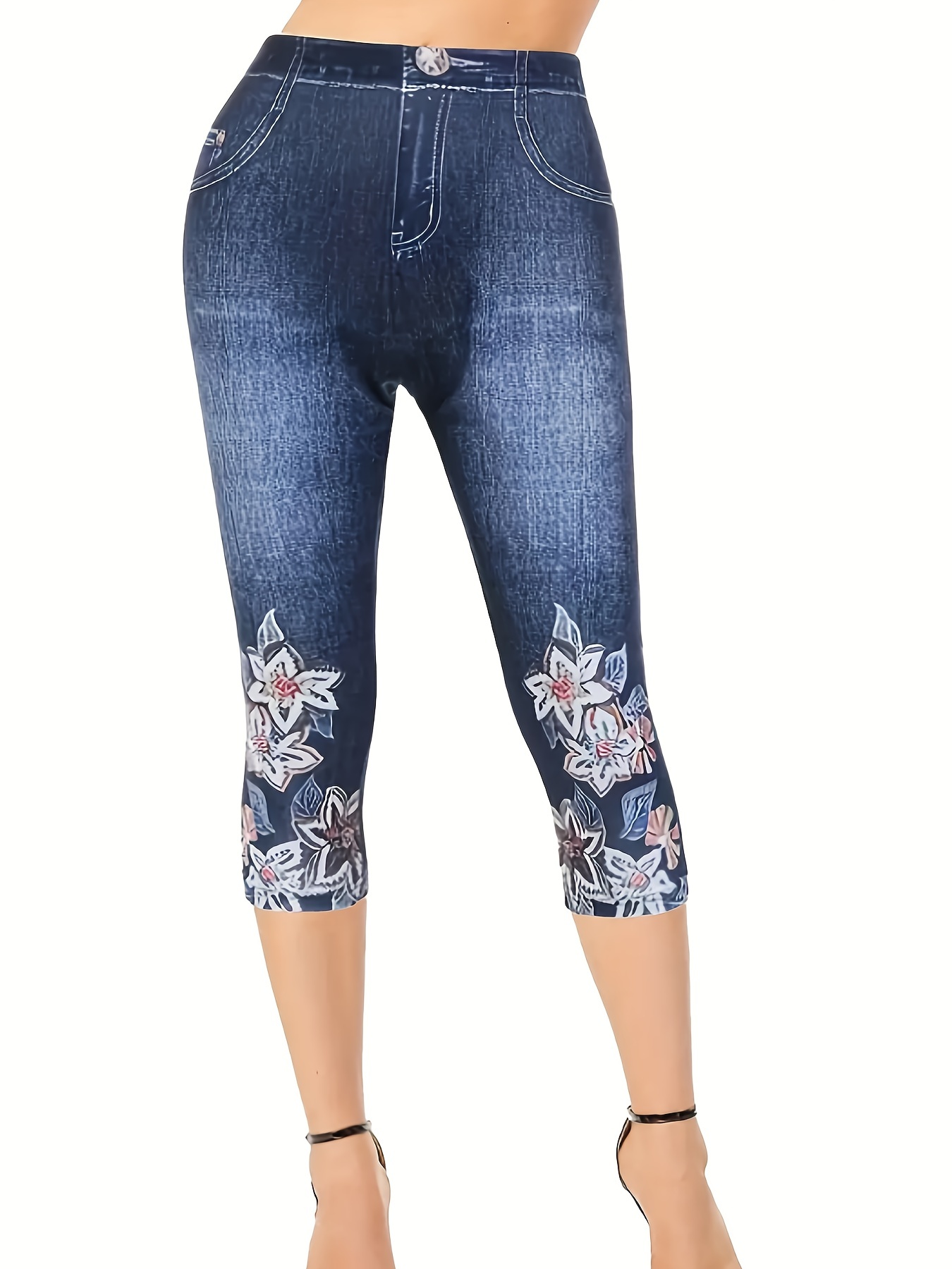 Spring Flower print. Leggings for woman, Cute crop top